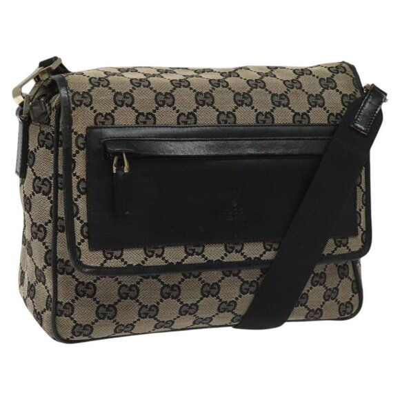 GUCCI GG Canvas Shoulder Bag Black 019 0375 Auth ep7418 - Picture 1 of 16
